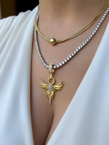 Anka Kuşu Charm Kolye Ucu (Beyaz)