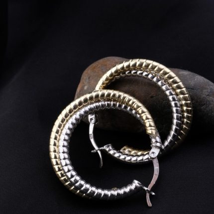 Halka Küpe Burgu Model Çift Taraflı 2 Renkli